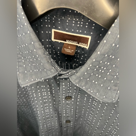 Michael Kors Long Sleeve Button Down Navy Blue Mens Size Large - Picture 3 of 3